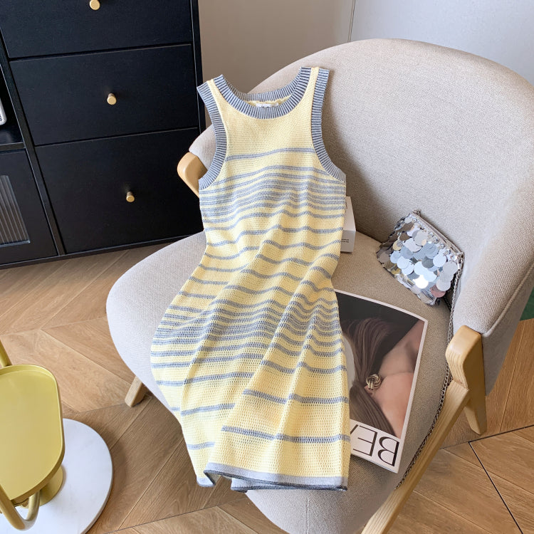 Stylish striped vest dress/sleeveless dress with a design sense