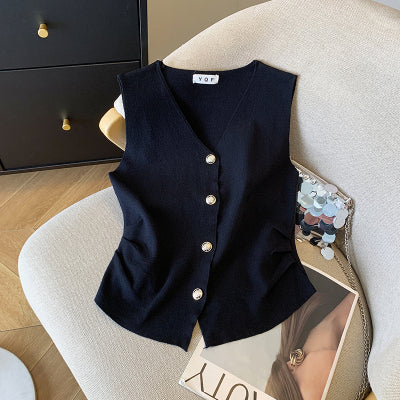 New summer Korean style slim-fit V-neck sleeveless vest
