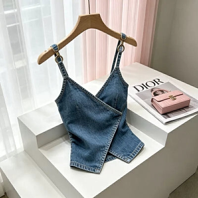 New summer design denim overalls top, hot girl vest