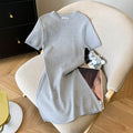 New summer Korean style round neck short-sleeved ice silk knit dress